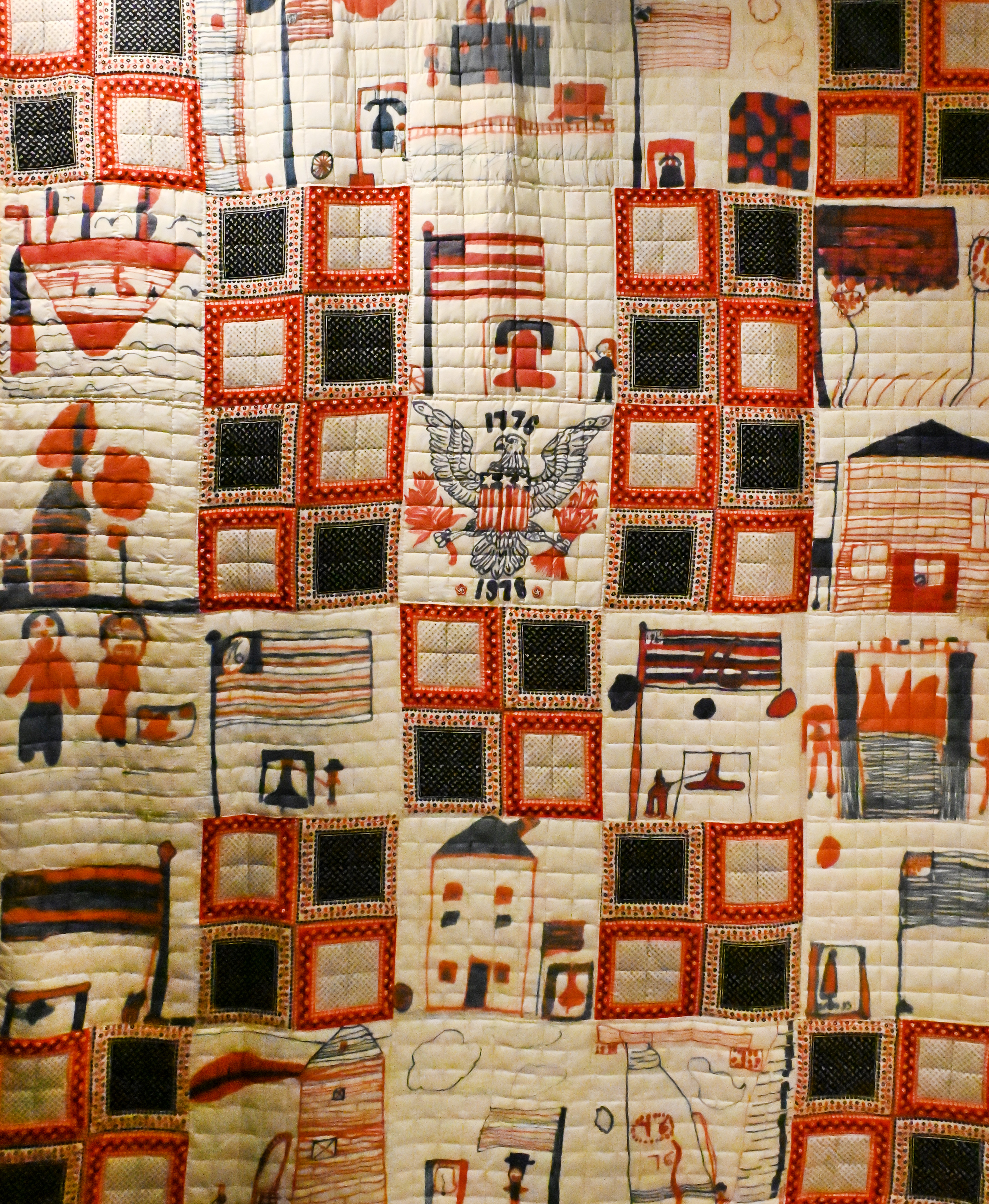 アクセサリー CAREERING QUILT 701 (SV) pierce Quilt decorated by Aurora Heights students for U.S. bicentennial